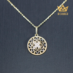 Ornate Flower Shield CZ Pendant