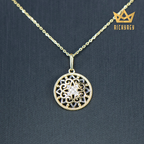 Ornate Flower Shield CZ Pendant