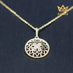 Ornate Flower Shield CZ Pendant
