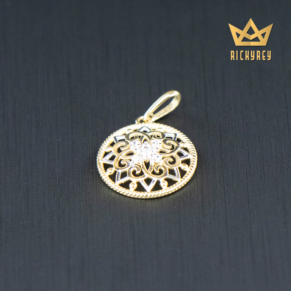 Ornate Flower Shield CZ Pendant