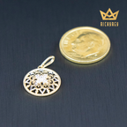 Ornate Flower Shield CZ Pendant