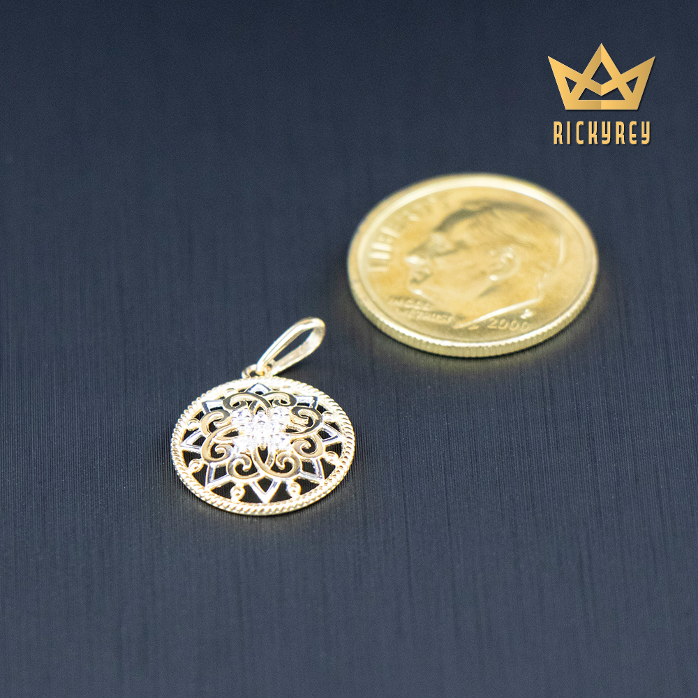 Ornate Flower Shield CZ Pendant