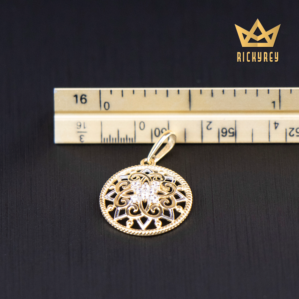 Ornate Flower Shield CZ Pendant