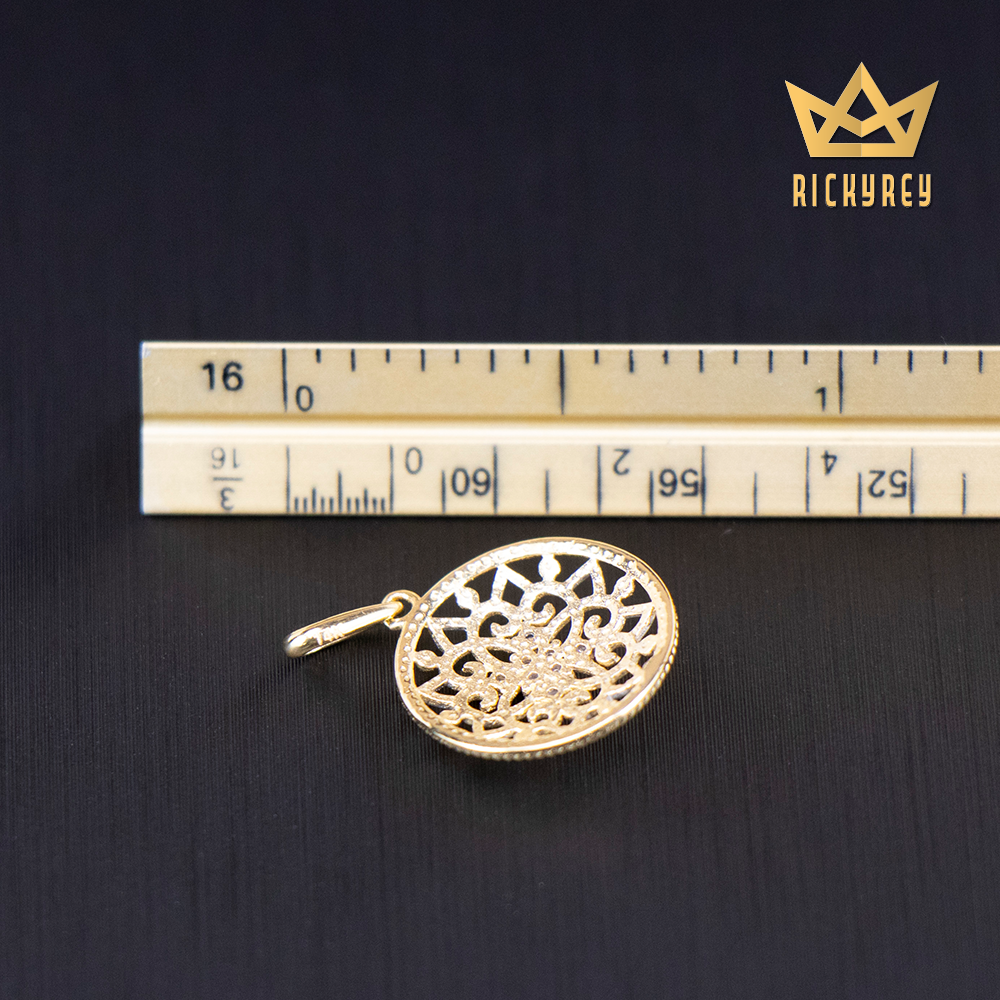 Ornate Flower Shield CZ Pendant